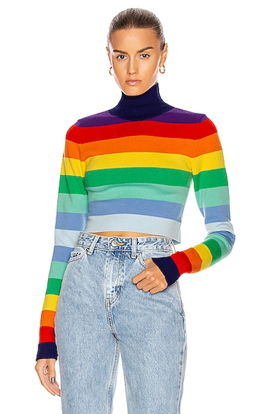 Shop Paco Rabanne Striped Turtleneck Sweater In Rainbow Stripes