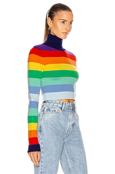 Shop Paco Rabanne Striped Turtleneck Sweater In Rainbow Stripes