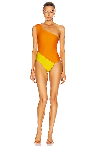 Shop Sébastien Romy Swimsuit In Tangerine & Egg Yellow