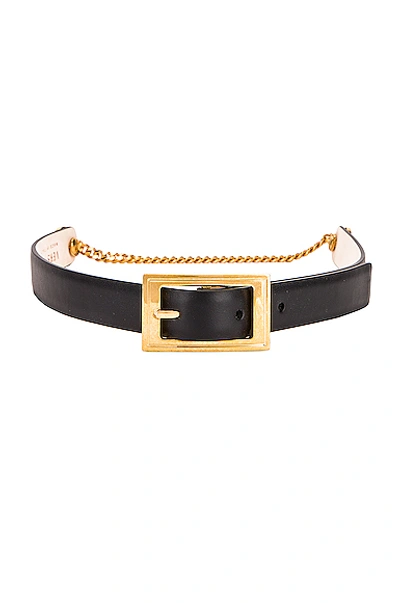 Shop Versace Leather Buckle Belt In Black & Gold