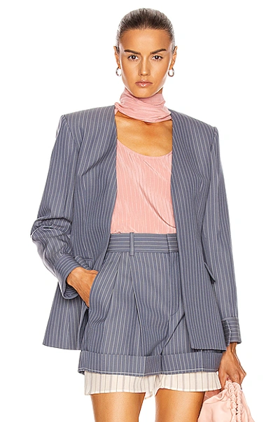 Shop Chloé Pinstripe Blazer In Stormy Blue