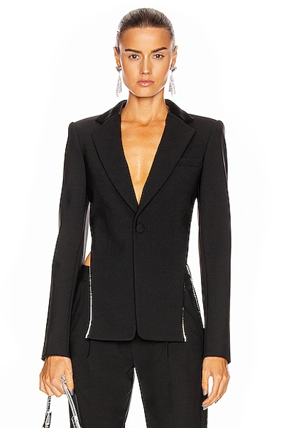 Shop Area Crystal Trim Open Back Blazer In Black