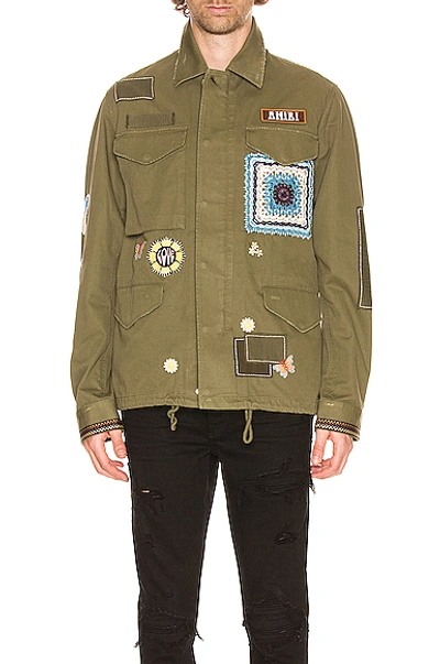 Shop Amiri Brother Military Short Parka In Military Green