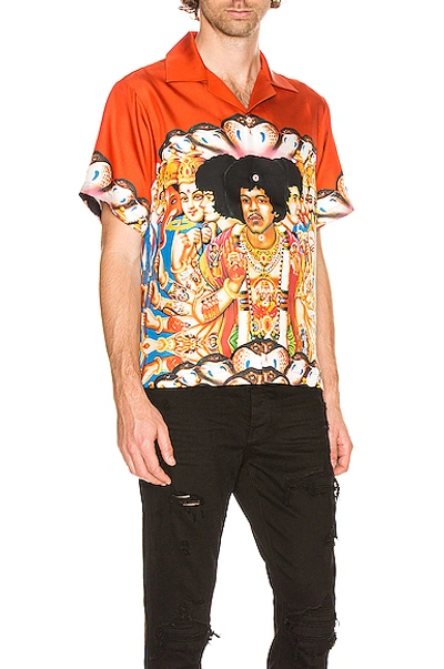 Shop Amiri Jimi Hendrix Short Sleeve Shirt In Coral