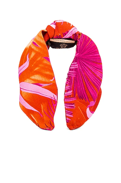 Shop Versace Palm Headband In Fuchsia & Orange