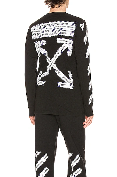 Shop Off-white Airport Tape Long Sleeve Tee In Black & Multi