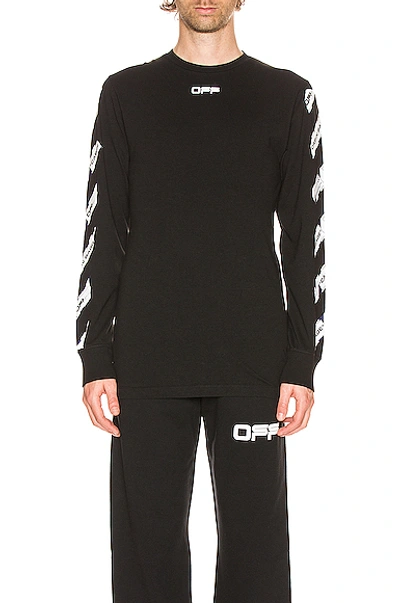 Shop Off-white Airport Tape Long Sleeve Tee In Black & Multi