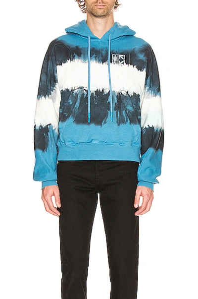 Shop Off-white Arrows Tie Dye Contour Hoodie In Blue & White