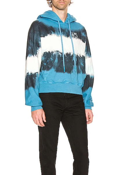 Shop Off-white Arrows Tie Dye Contour Hoodie In Blue & White