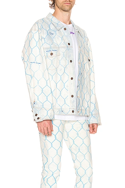 Shop Off-white Fence Jeans Jacket In Bleach Light Blue