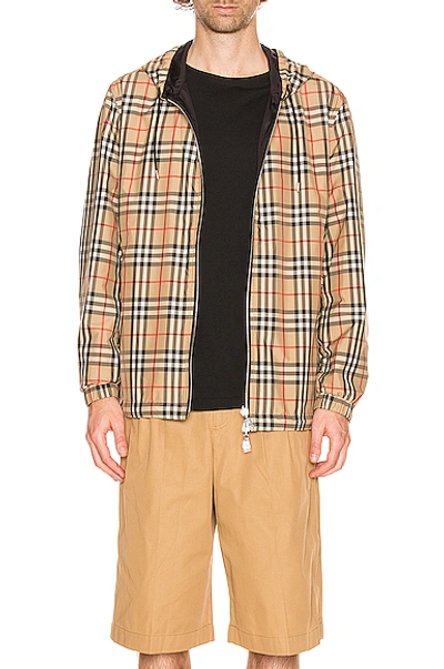 Shop Burberry Stretton Reversible Jacket In Archive Beige Ip Check