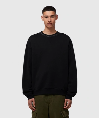 Shop Acne Studios Flogho Crewneck Sweatshirt In Black