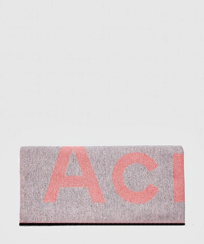 Shop Acne Studios Toronty Logo Scarf In Grey/pink