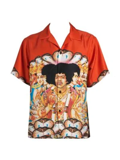 Shop Amiri Jimi Hendrix Silk Shirt In Coral