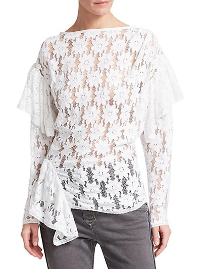 Shop Isabel Marant Vinny Sheer Lace Top In White