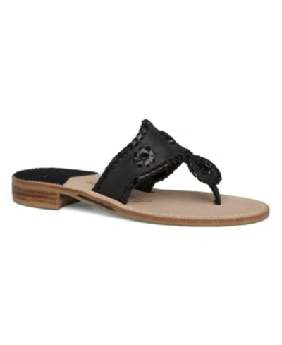 Shop Jack Rogers Flat Sandals In Black/black Patent