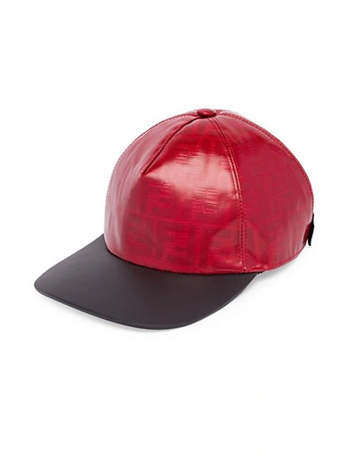 Shop Fendi Ff Vetrificato Baseball Hat In Red