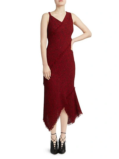 Shop Roland Mouret Amargo Boucle Dress In Scarlet