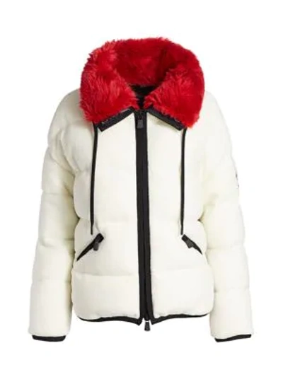 Shop Moncler Women's Grenoble  Faux Fur-trimmed Fleece Jacket In Natural