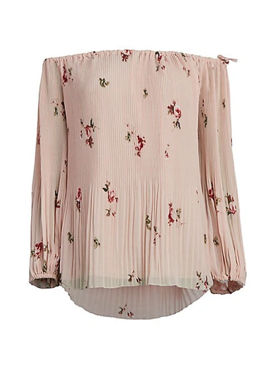 Shop Catherine Malandrino Off-the-shoulder Floral Top In Pink