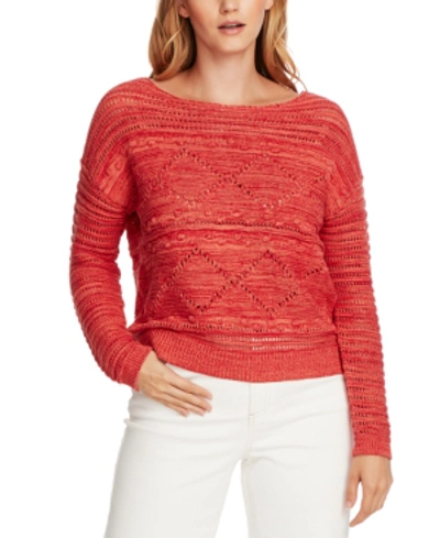 Shop Vince Camuto Popcorn-stitch Sweater In Bright Coral