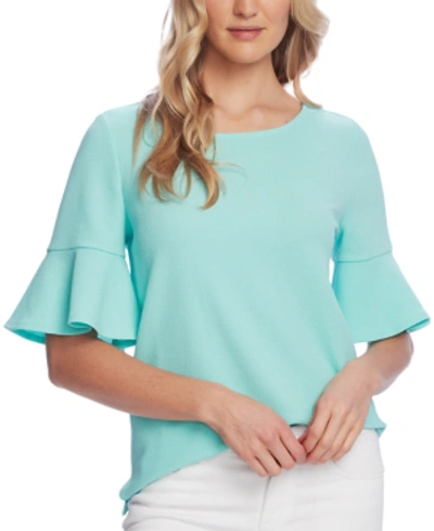 Shop Vince Camuto Textured Bell-sleeve Top In Aqua Ice