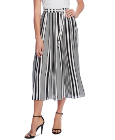 Shop Vince Camuto Striped Belted Skirt In Rich Black