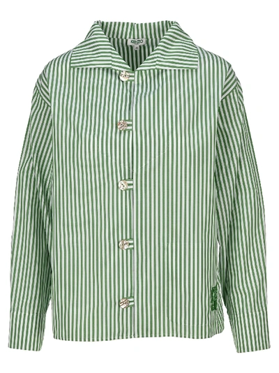 Shop Kenzo Striped Shirt In Lime