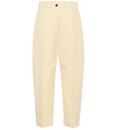 Shop Colovos High-rise Cotton-blend Pants In Beige