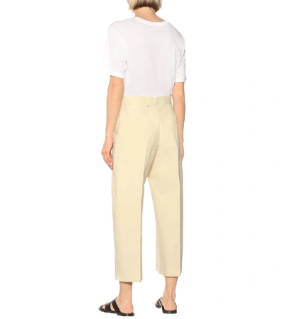 Shop Colovos High-rise Cotton-blend Pants In Beige