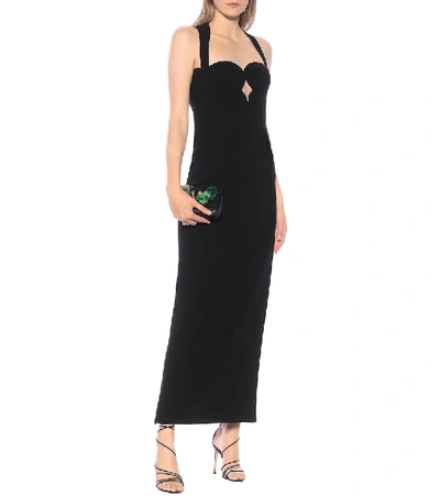 Shop Versace Stretch-crêpe Gown In Black