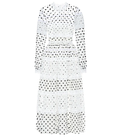 Shop Costarellos Dotted Tulle Maxi Dress In White