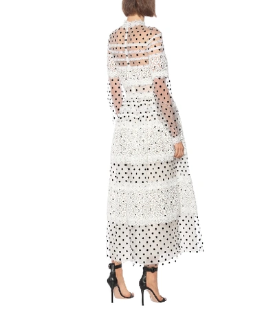Shop Costarellos Dotted Tulle Maxi Dress In White