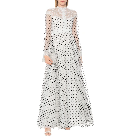 Shop Costarellos Dotted Tulle Gown In White