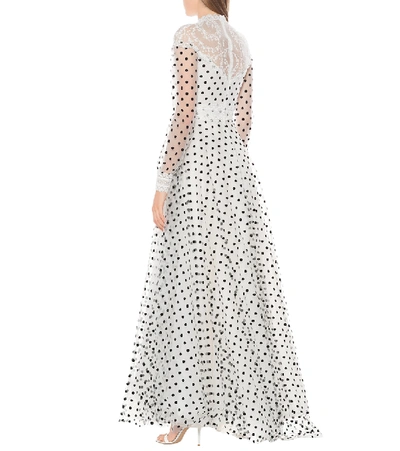 Shop Costarellos Dotted Tulle Gown In White