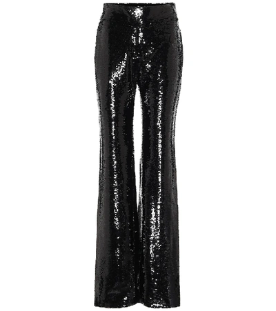 Shop Alexandre Vauthier Sequined High-rise Flared Pants In Black