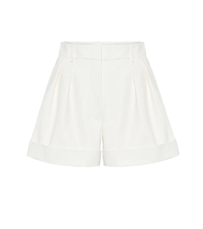 Shop Valentino Leather High-rise Shorts In White