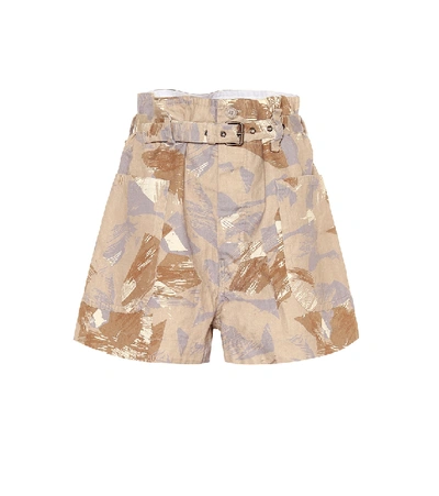 Shop Isabel Marant Iliany Camouflage Cotton-blend Shorts In Beige