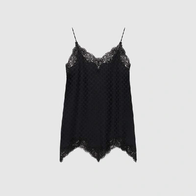 Shop Gucci Gg Silk And Lace Lingerie Dress In Black