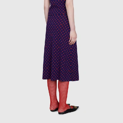 Shop Gucci Polka Dot And Double G Wool Skirt In Blue
