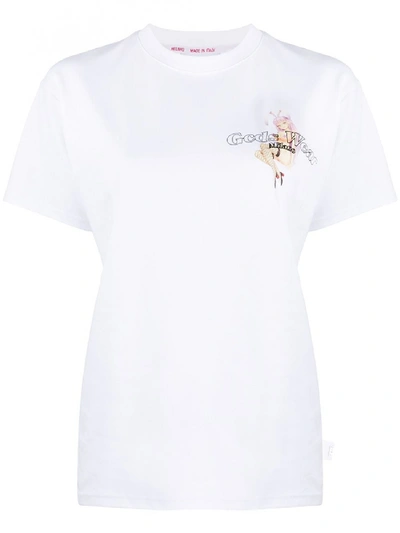 Shop Gcds Printed Cotton T-shirt In White