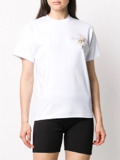 Shop Gcds Printed Cotton T-shirt In White