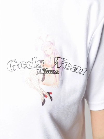 Shop Gcds Printed Cotton T-shirt In White