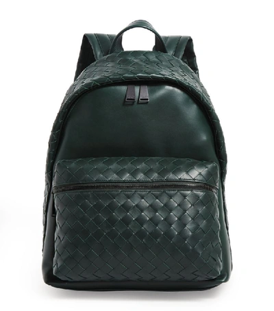 Shop Bottega Veneta Leather Intrecciato Backpack