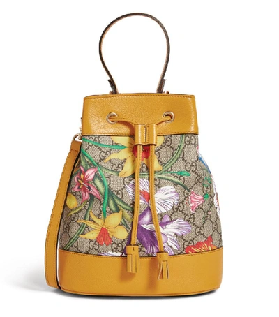 Shop Gucci Small Gg Flora Ophidia Bucket Bag