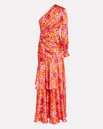 Shop Amur Israella One-shoulder Floral Dress In Multi