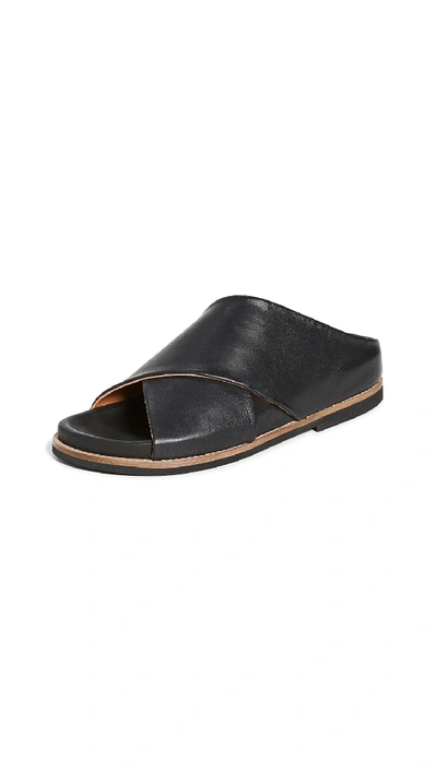 Shop Ganni Flat Slides In Black