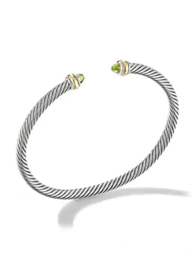 Shop David Yurman Cable Classic Bracelet With Peridot & 18k Yellow Gold