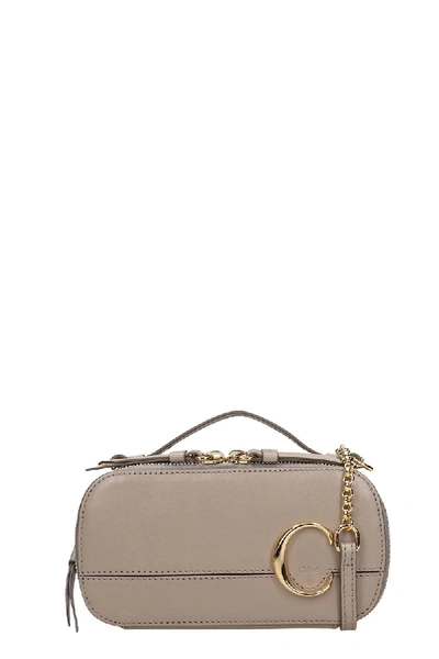 Shop Chloé Chloe C Vanity Shoulder Bag In Grey Leather