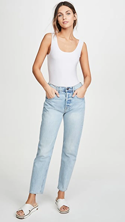 Commando Luxury Rib Racerback Tank Bodysuit In White
